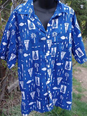 Men's 100% Cotton  Sail Boat Casual Shirt